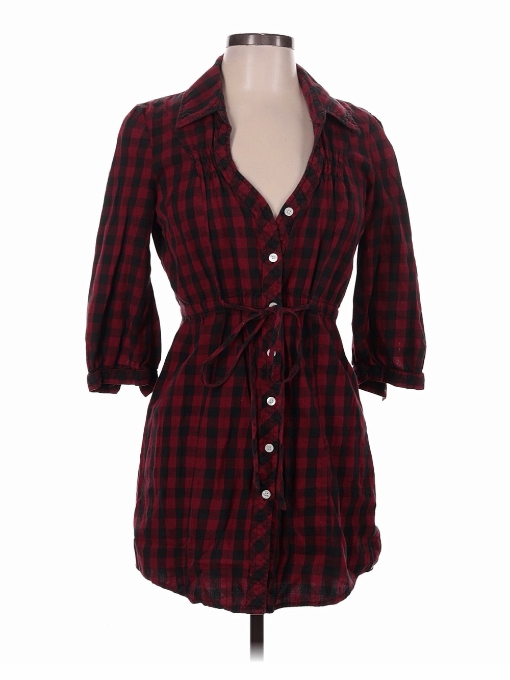 Women's Guess Red & Black Plaid Button-Front dress